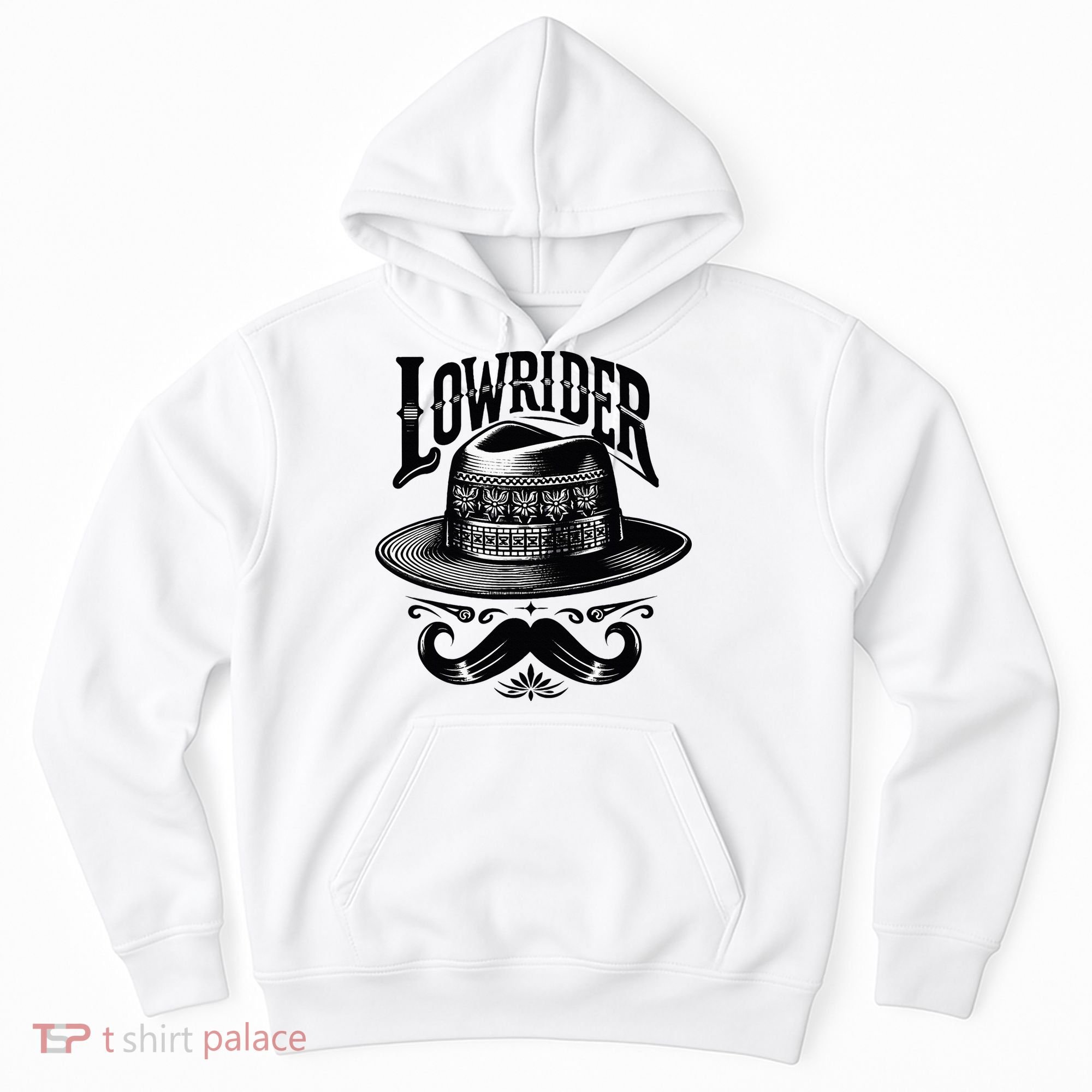 Lowrider Hat Moustache Chicano Cholo Latino Low Rider Hoodie