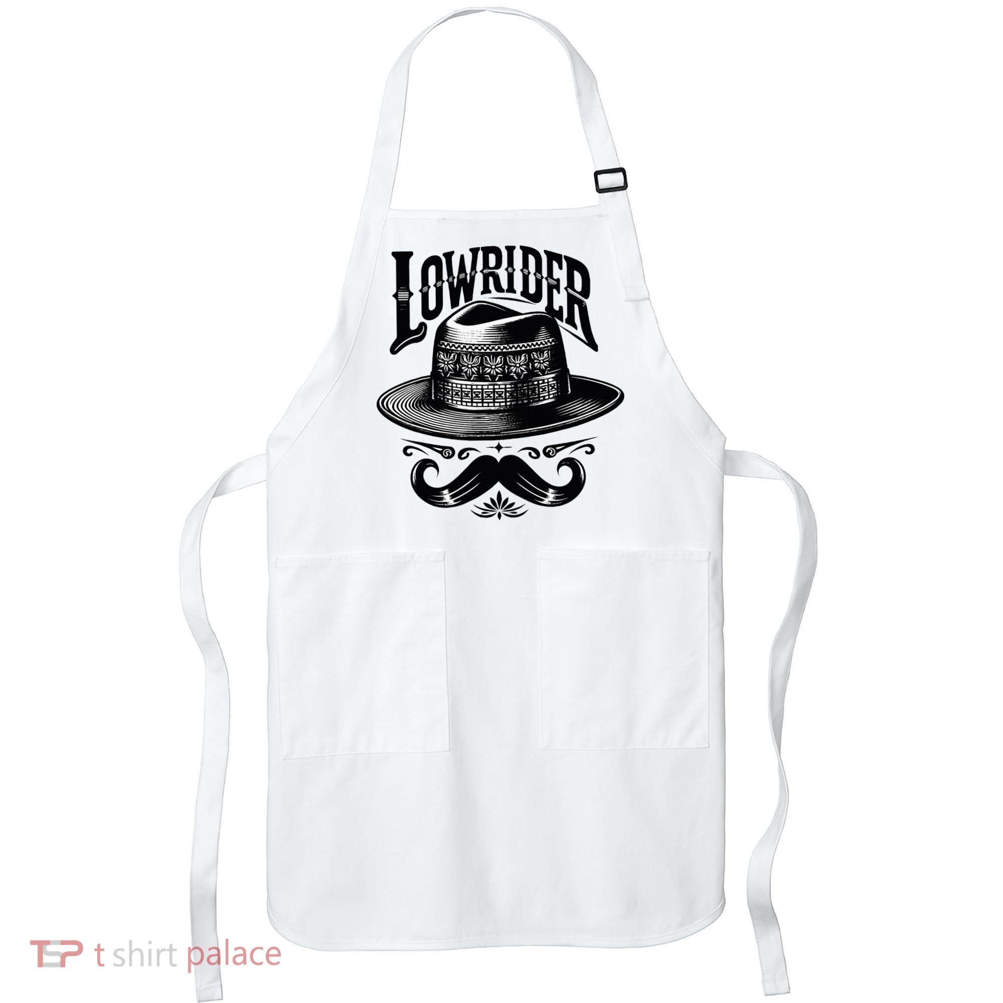 Lowrider Hat Moustache Chicano Cholo Latino Low Rider Apron