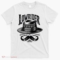 Lowrider Hat Moustache Chicano Cholo Latino Low Rider T-Shirt thumb 0