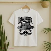 Lowrider Hat Moustache Chicano Cholo Latino Low Rider T-Shirt thumb 2