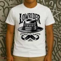 Lowrider Hat Moustache Chicano Cholo Latino Low Rider T-Shirt thumb 3