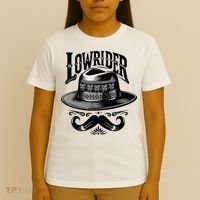 Lowrider Hat Moustache Chicano Cholo Latino Low Rider T-Shirt thumb 4