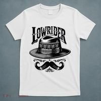 Lowrider Hat Moustache Chicano Cholo Latino Low Rider T-Shirt thumb 5