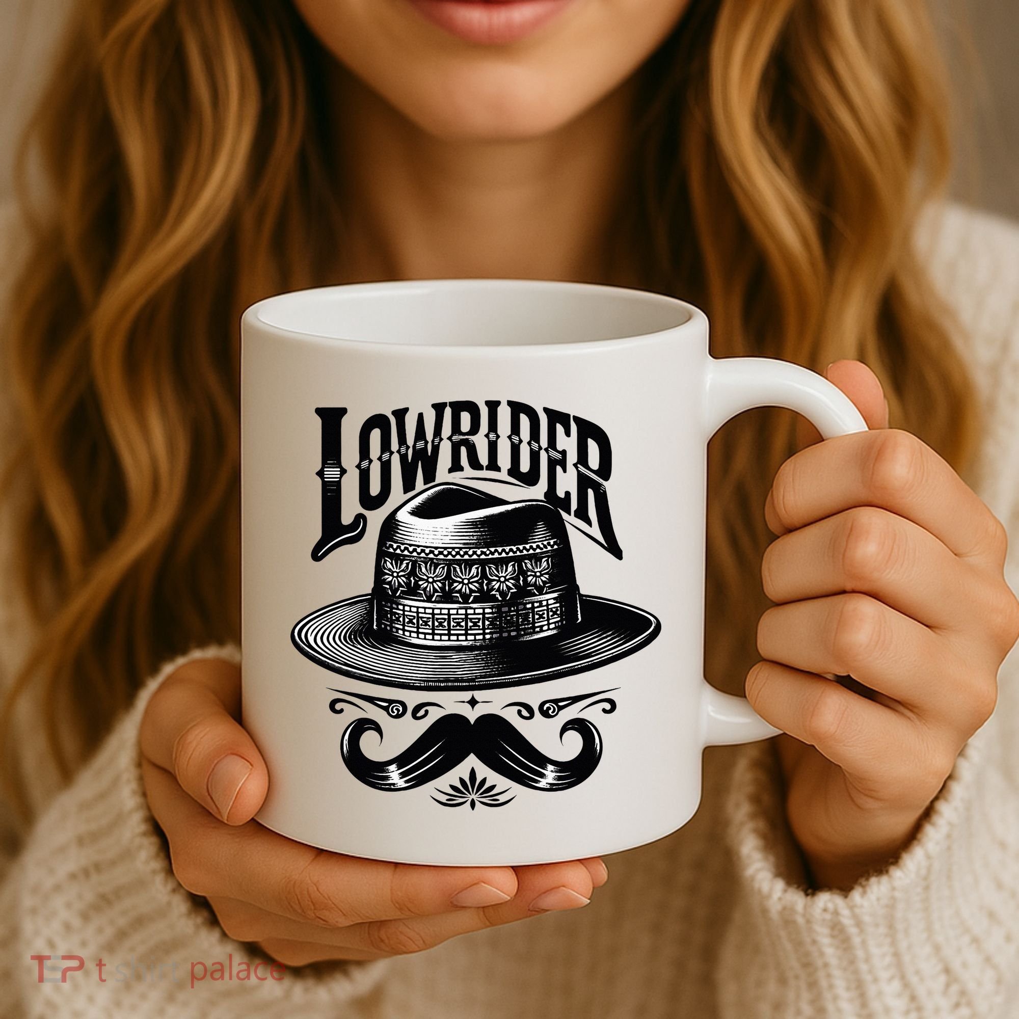 Lowrider Hat Moustache Chicano Cholo Latino Low Rider Coffee Mug