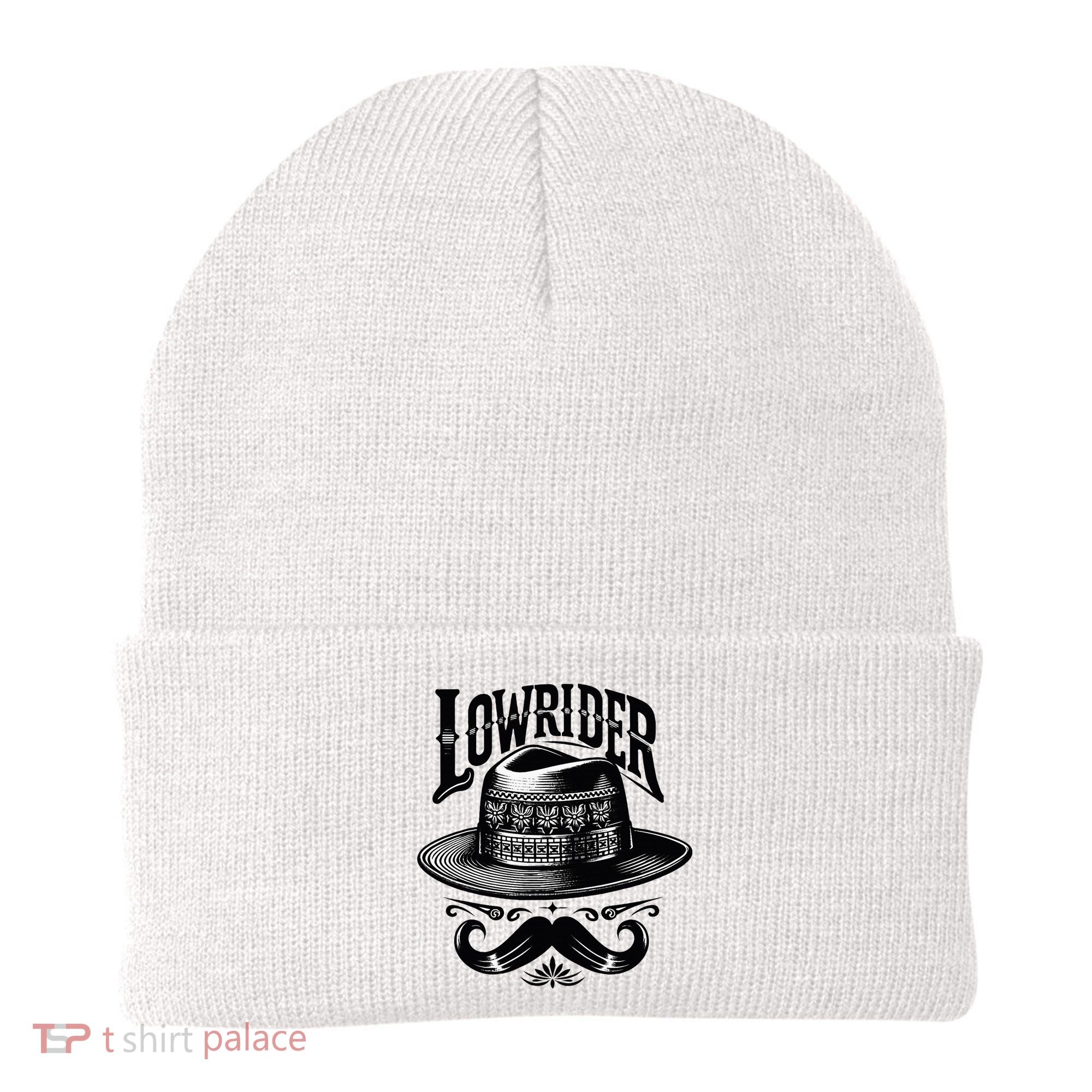 Lowrider Hat Moustache Chicano Cholo Latino Low Rider Beanie