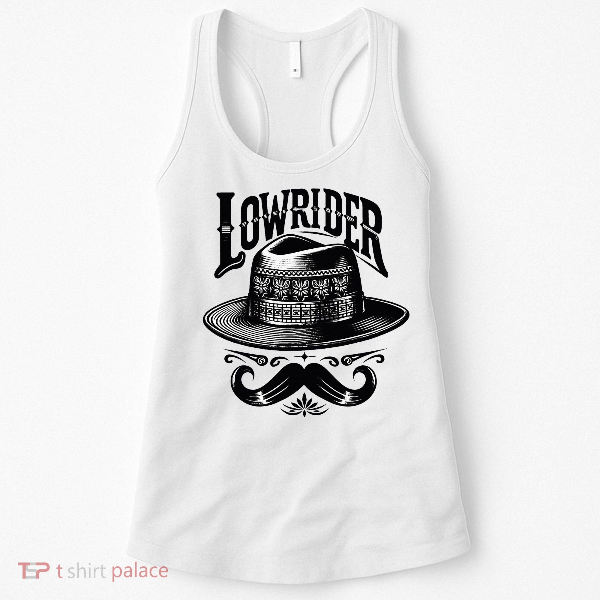 Lowrider Hat Moustache Chicano Cholo Latino Low Rider Women's Tank Top