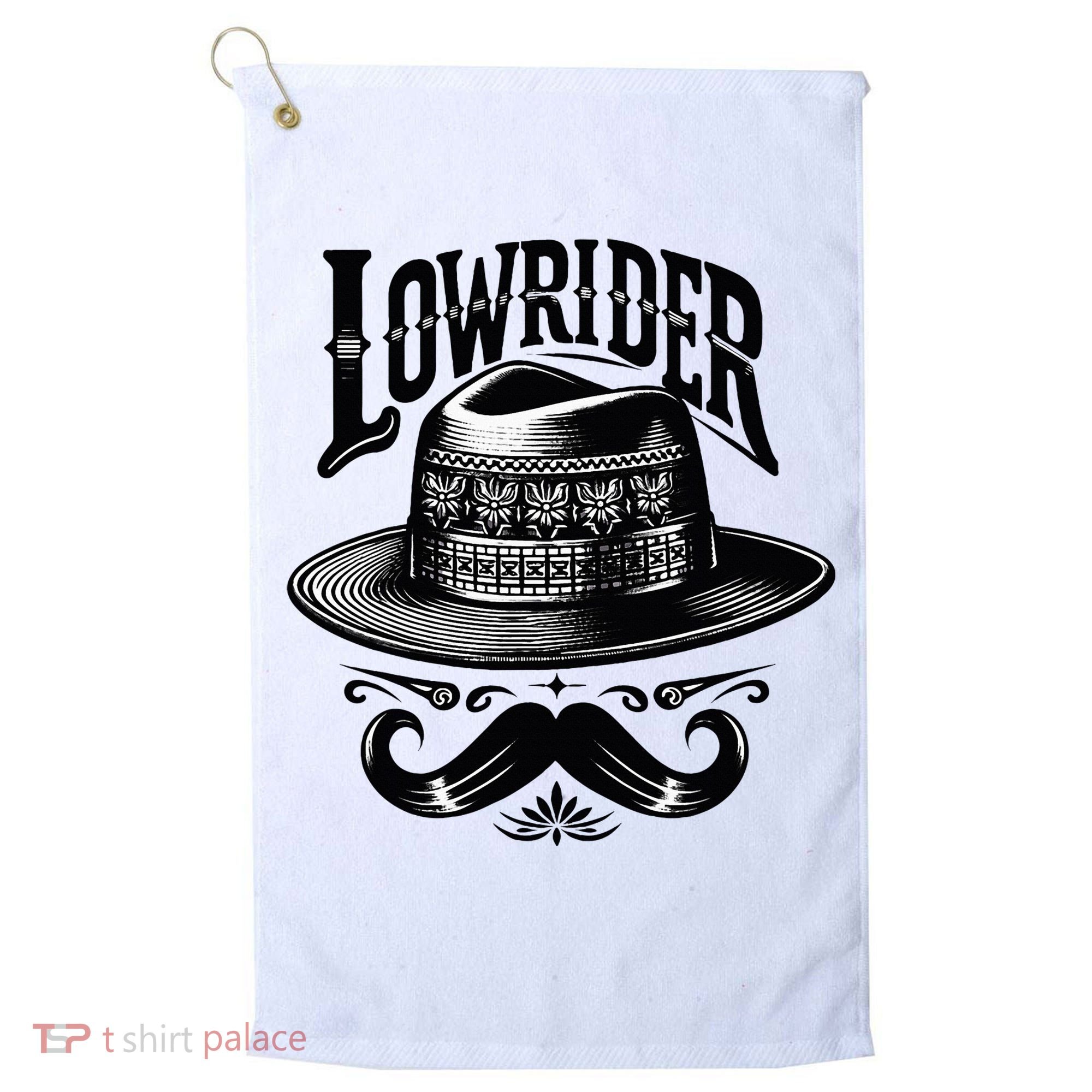 Lowrider Hat Moustache Chicano Cholo Latino Low Rider Golf Towel