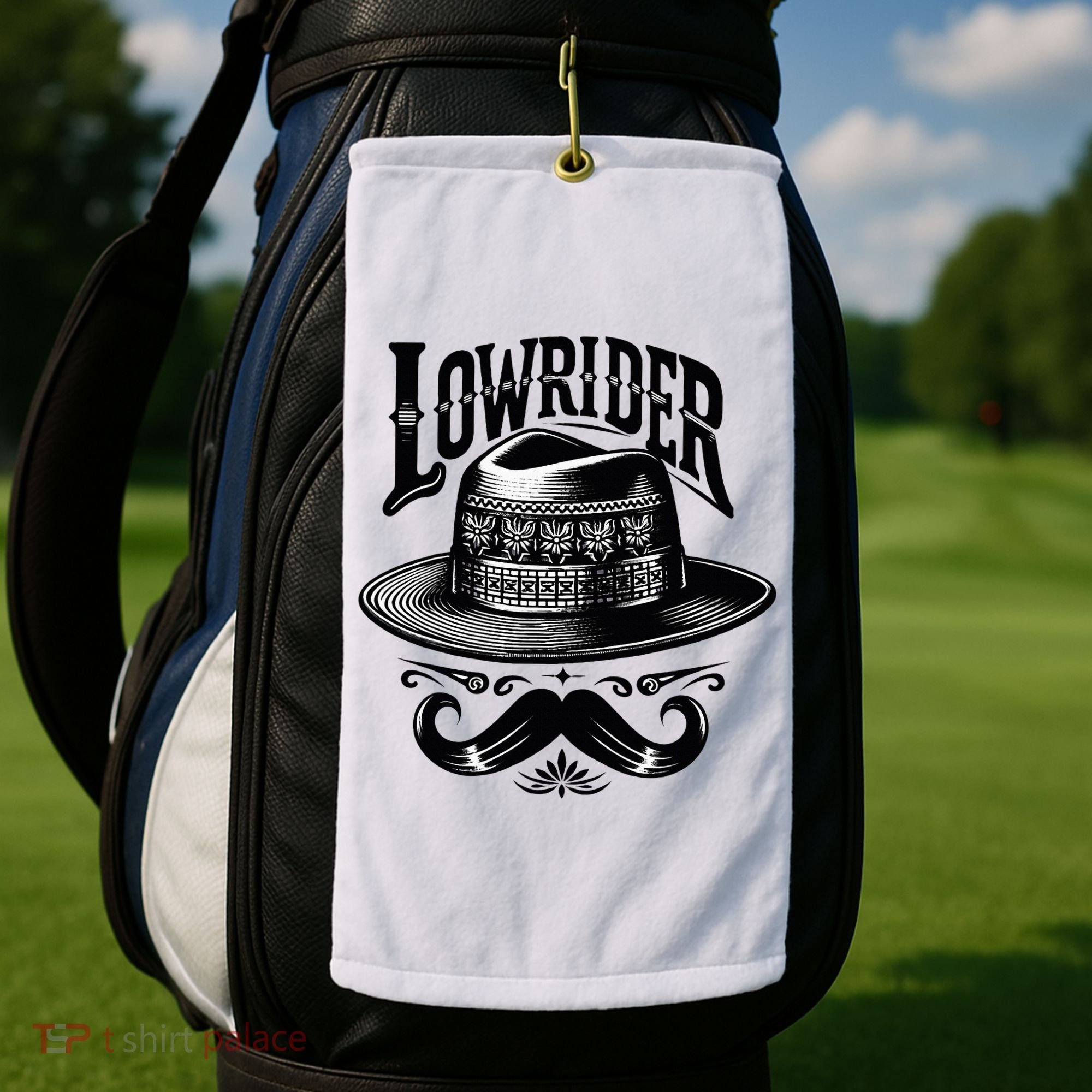 Lowrider Hat Moustache Chicano Cholo Latino Low Rider Golf Towel