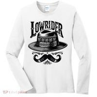 Lowrider Hat Moustache Chicano Cholo Latino Low Rider Women's Long Sleeve Shirt thumb 0