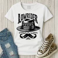 Lowrider Hat Moustache Chicano Cholo Latino Low Rider Women's T-Shirt thumb 3
