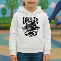 Lowrider Hat Moustache Chicano Cholo Latino Low Rider Kids Hoodie thumb 3