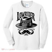 Lowrider Hat Moustache Chicano Cholo Latino Low Rider Kids Long Sleeve Shirt thumb 0