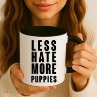 Less Hate More Puppies Coffee Mug thumb 3