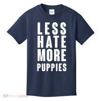 Less Hate More Puppies Kids T-Shirt thumb 0