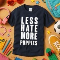 Less Hate More Puppies Kids T-Shirt thumb 3