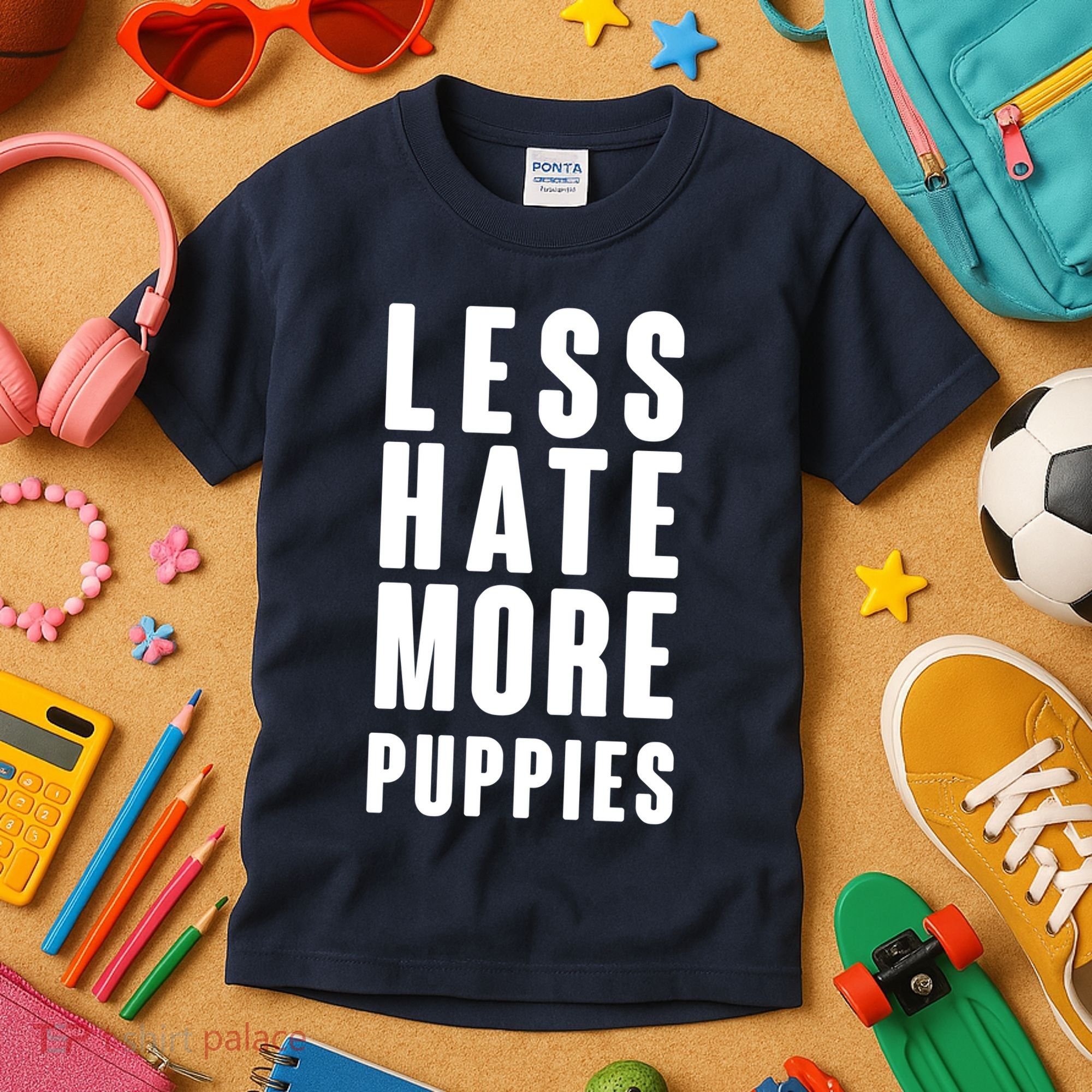 Less Hate More Puppies Kids T-Shirt