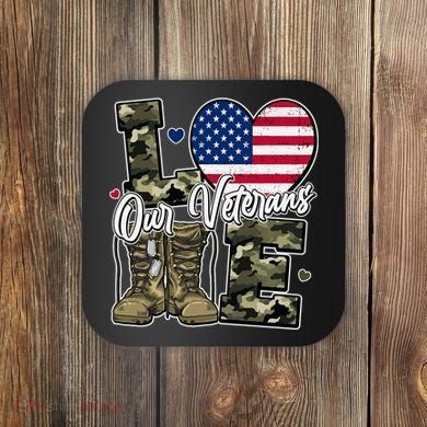 Love Heart Our Veterans Support Veterans Coaster