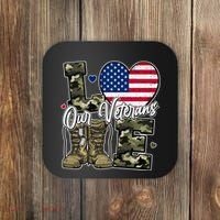 Love Heart Our Veterans Support Veterans Coaster thumb 0