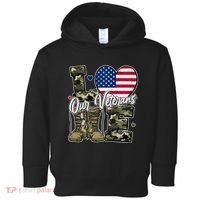 Love Heart Our Veterans Support Veterans Toddler Hoodie thumb 0