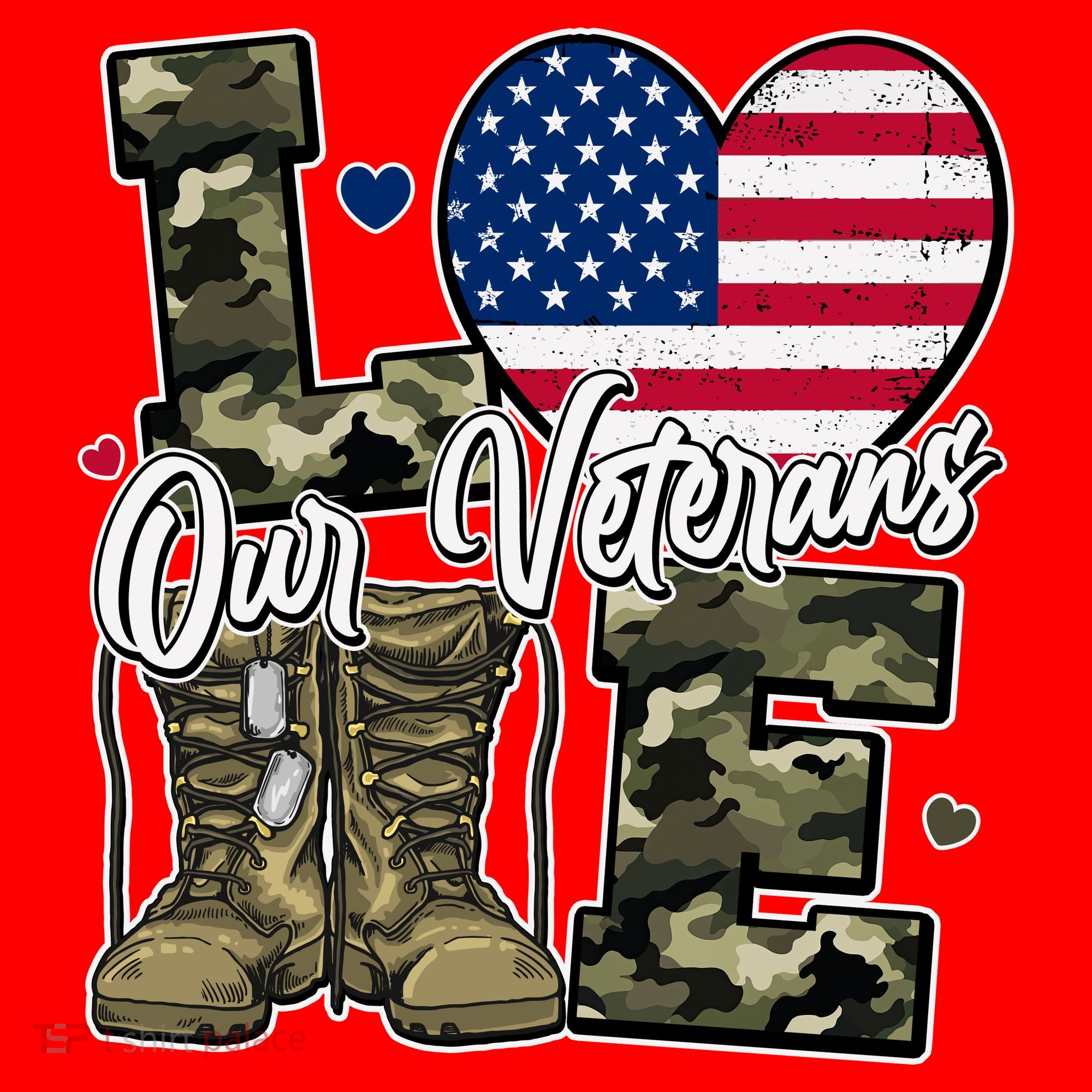 Love Heart Our Veterans Support Veterans Santa Hat