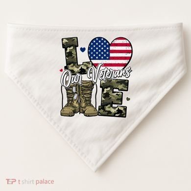 Love Heart Our Veterans Support Veterans USA-Made Doggie Bandana