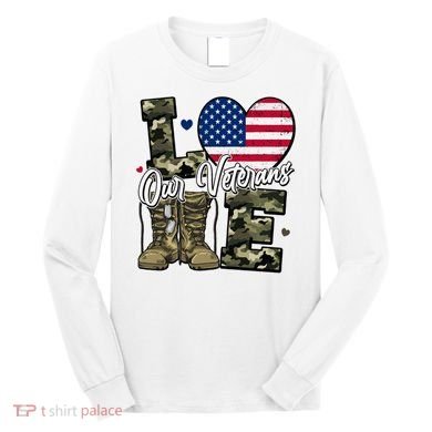 Love Heart Our Veterans Support Veterans Long Sleeve Shirt