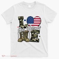 Love Heart Our Veterans Support Veterans T-Shirt thumb 0