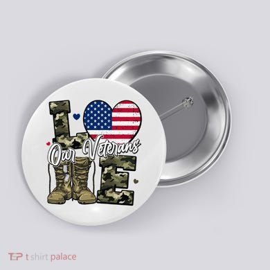 Love Heart Our Veterans Support Veterans Button