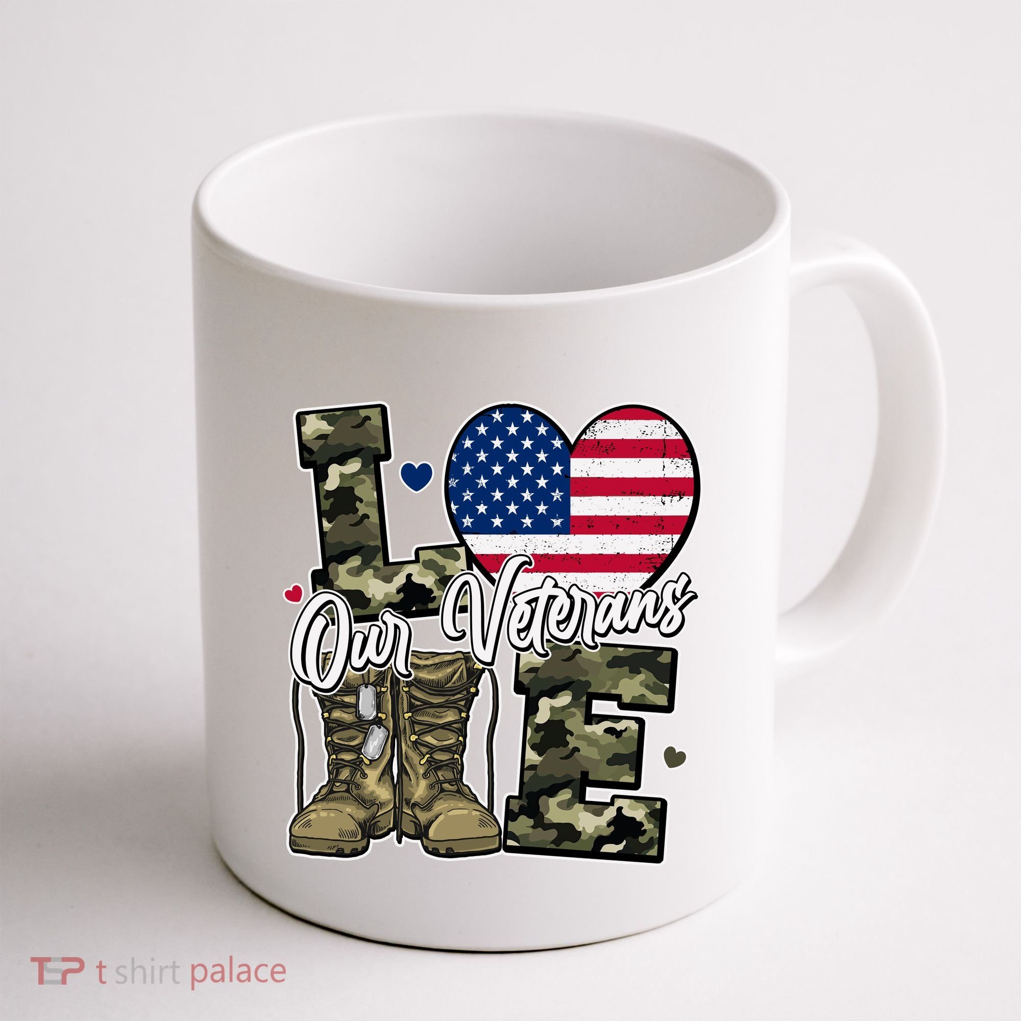 Love Heart Our Veterans Support Veterans Coffee Mug