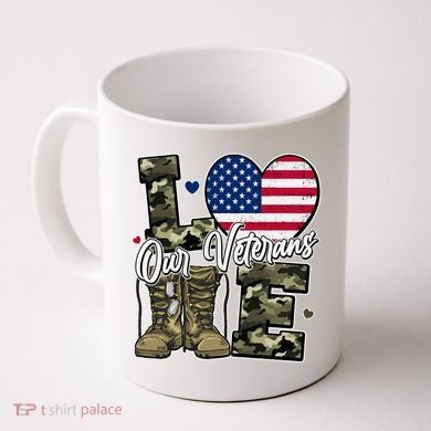 Love Heart Our Veterans Support Veterans Coffee Mug