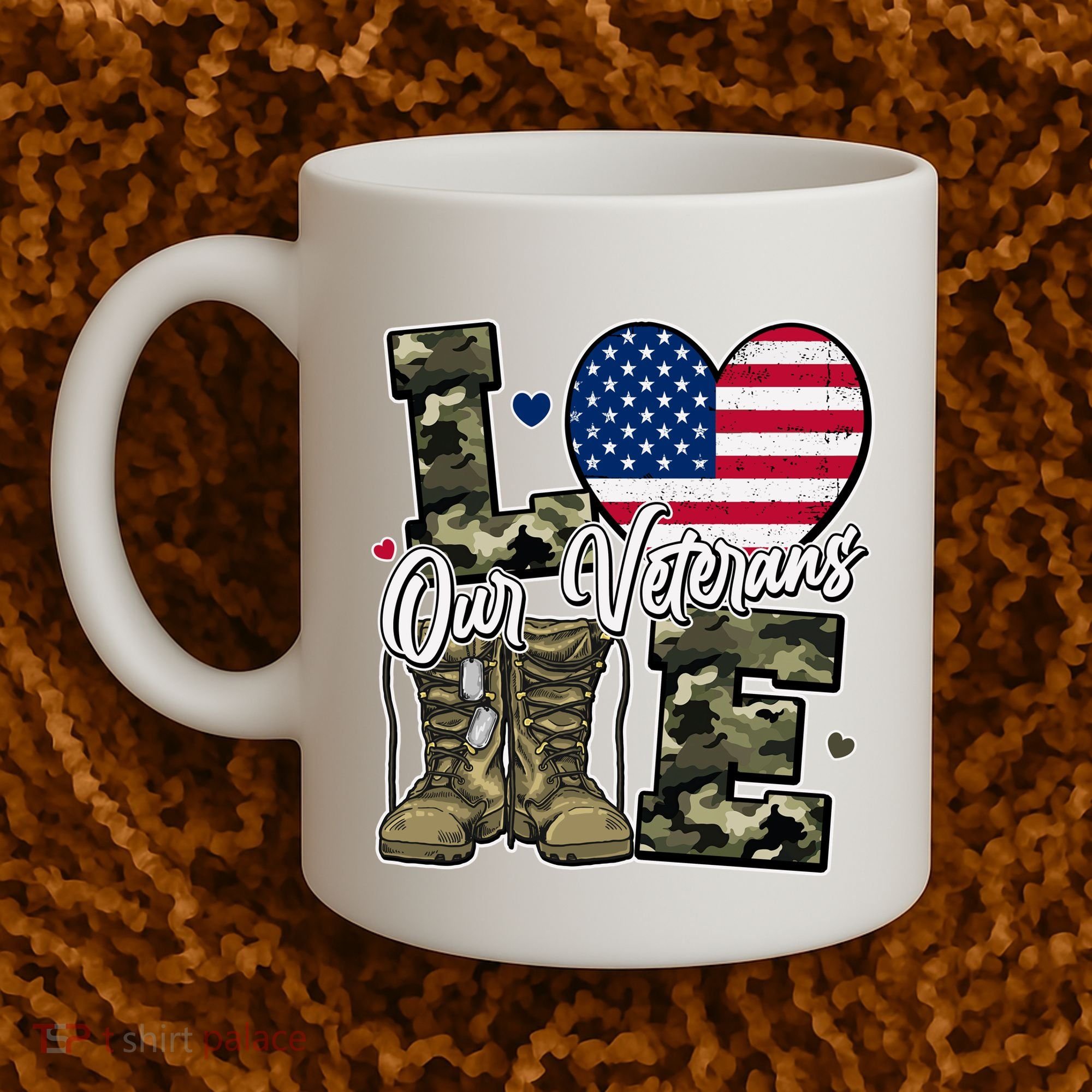 Love Heart Our Veterans Support Veterans Coffee Mug