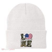 Love Heart Our Veterans Support Veterans Beanie thumb 0