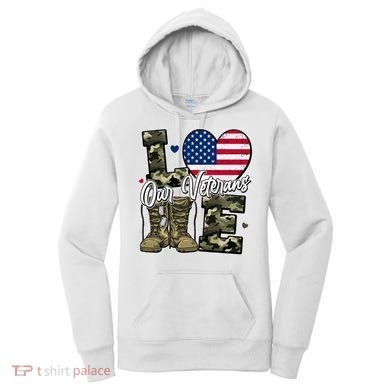 Love Heart Our Veterans Support Veterans Women's Hoodie