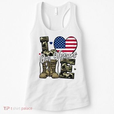 Love Heart Our Veterans Support Veterans Women's Tank Top