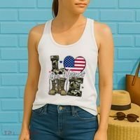 Love Heart Our Veterans Support Veterans Women's Tank Top thumb 2