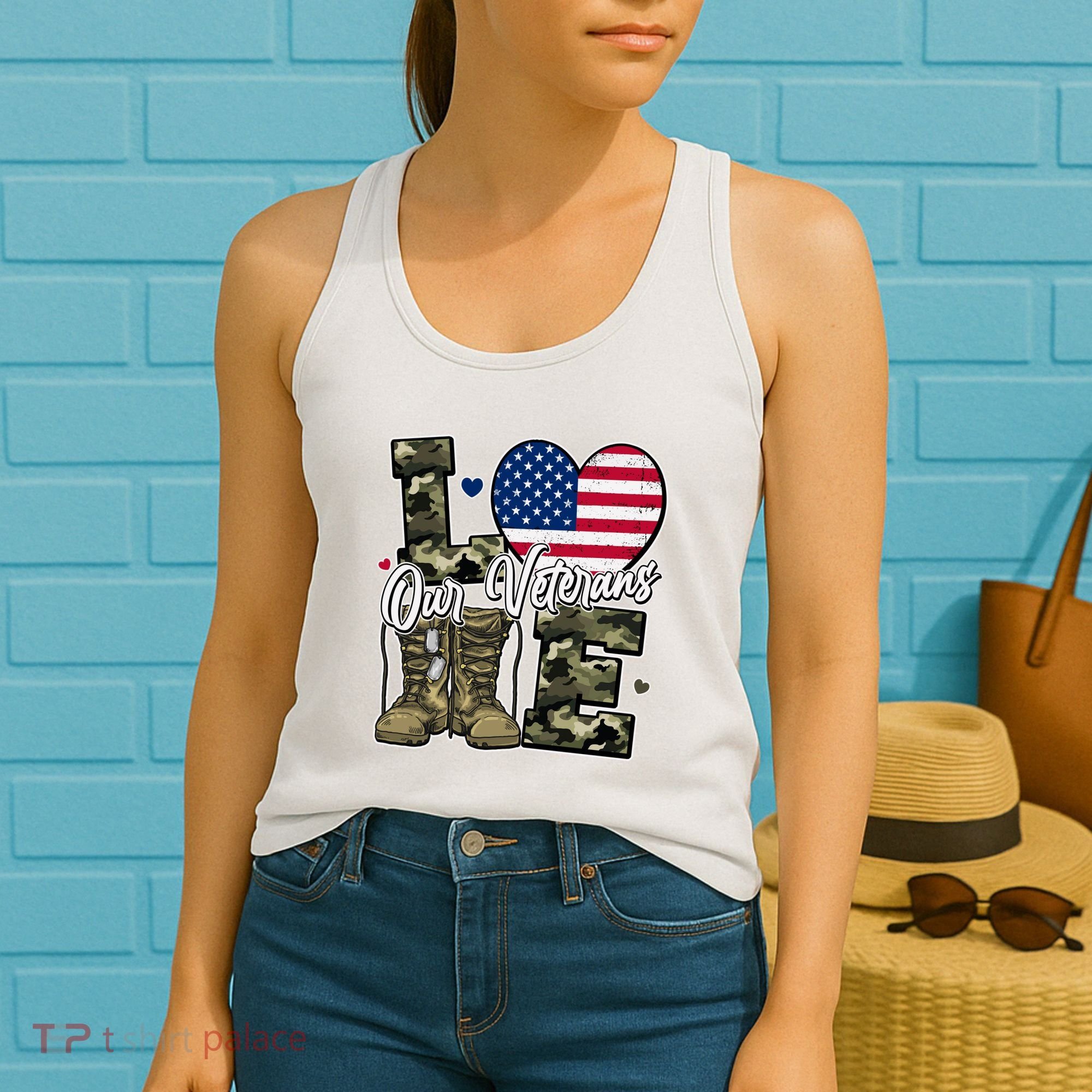 Love Heart Our Veterans Support Veterans Women's Tank Top