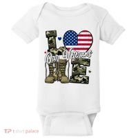 Love Heart Our Veterans Support Veterans Baby Bodysuit thumb 0