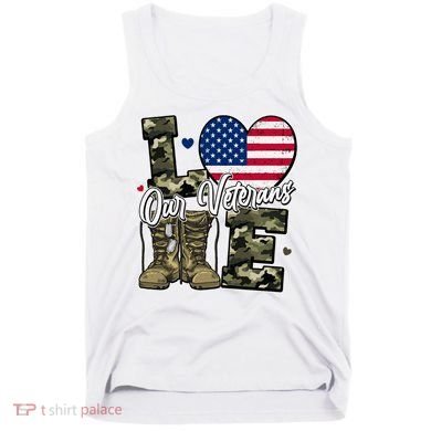 Love Heart Our Veterans Support Veterans Tank Top