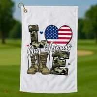 Love Heart Our Veterans Support Veterans Golf Towel thumb 1