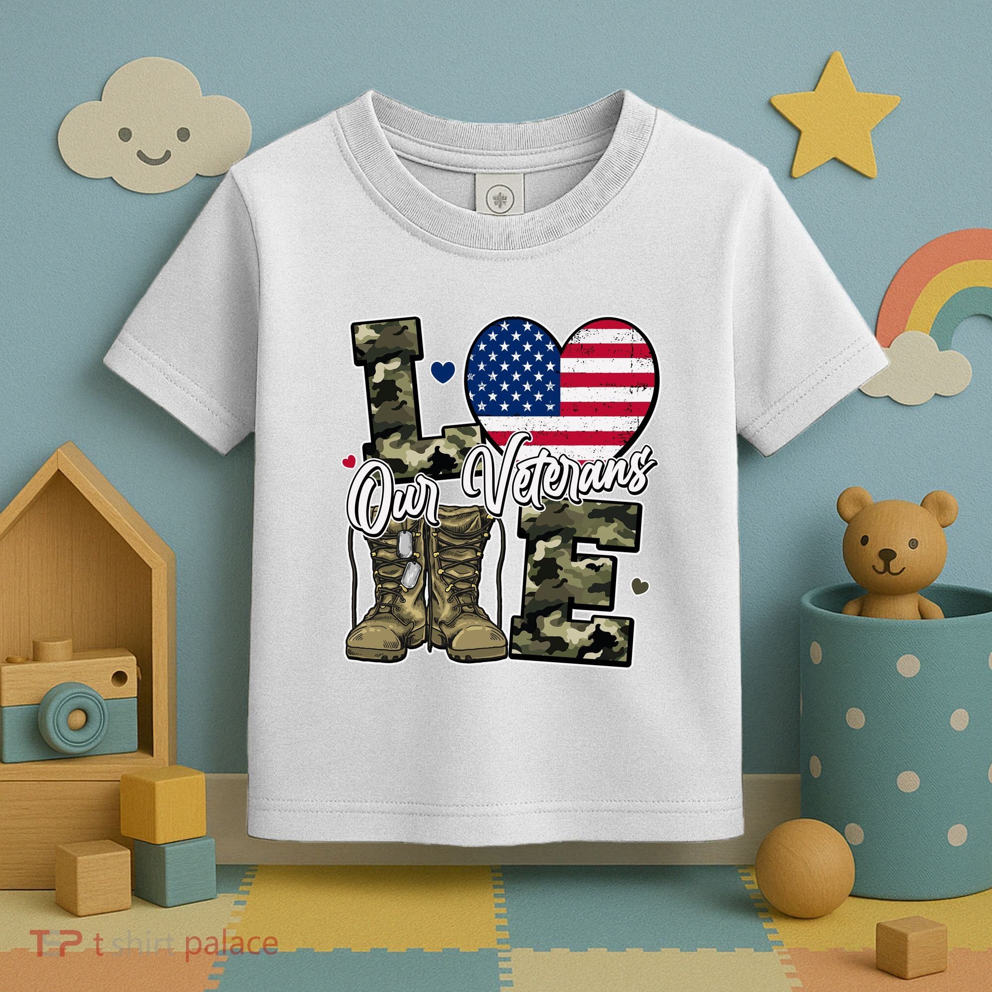 Love Heart Our Veterans Support Veterans Toddler T-Shirt