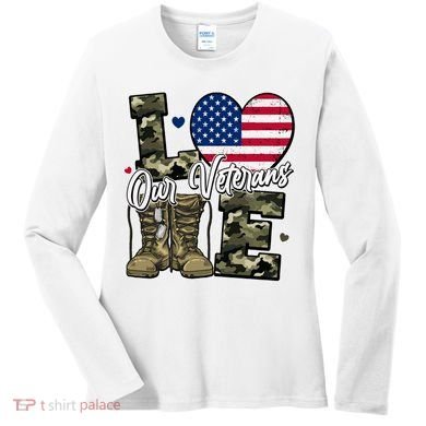 Love Heart Our Veterans Support Veterans Women's Long Sleeve Shirt