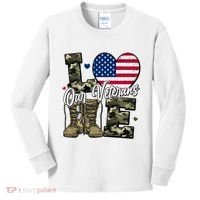 Love Heart Our Veterans Support Veterans Kids Long Sleeve Shirt thumb 0