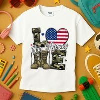 Love Heart Our Veterans Support Veterans Kids T-Shirt thumb 3
