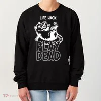 Life Hack Play Dead Funny Opossum Meme Women's Sweatshirt thumb 0