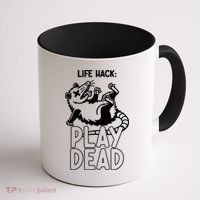 Life Hack Play Dead Funny Opossum Meme Coffee Mug thumb 1