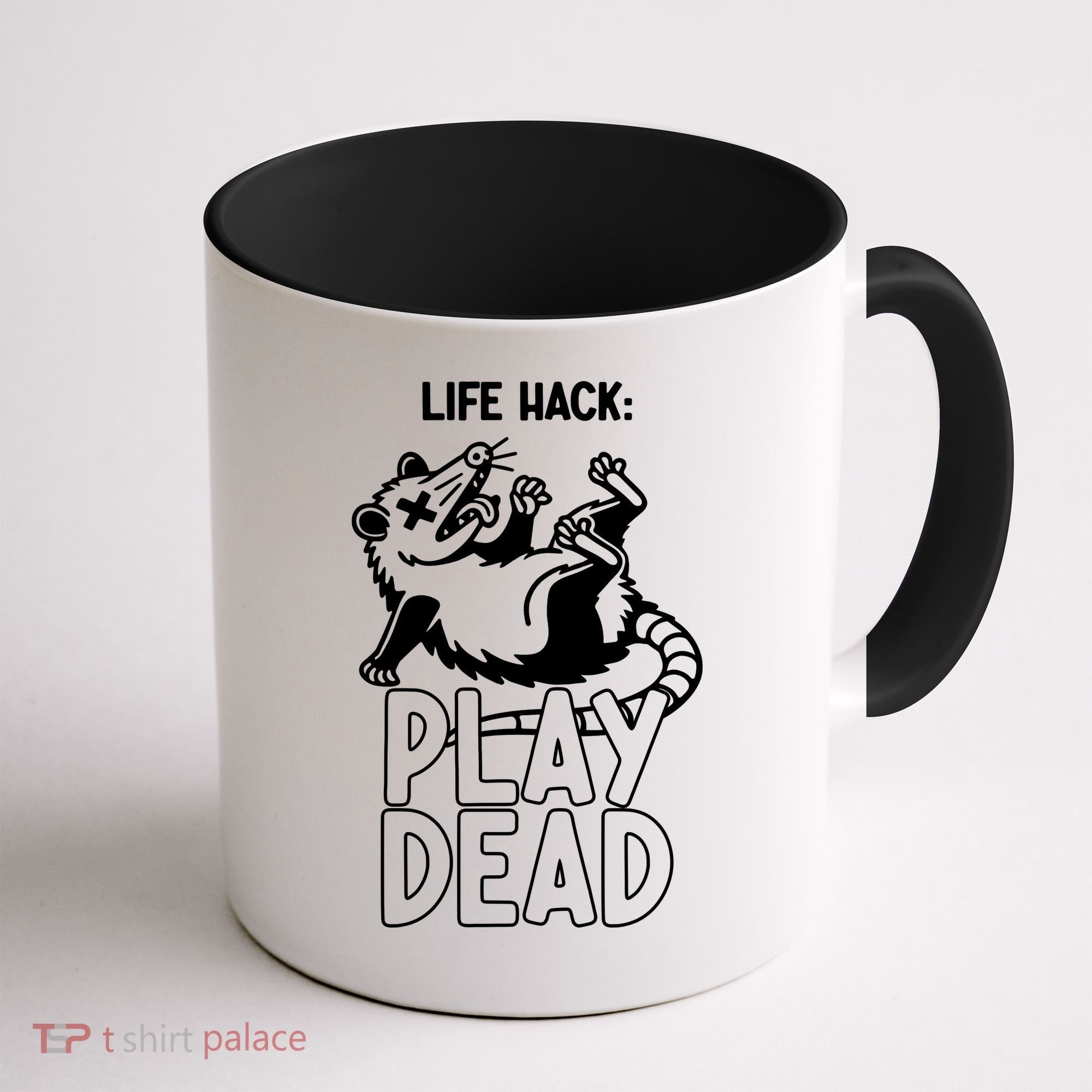 Life Hack Play Dead Funny Opossum Meme Coffee Mug