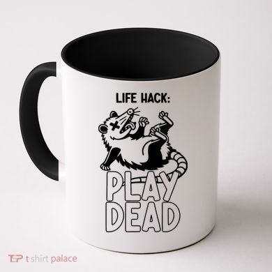 Life Hack Play Dead Funny Opossum Meme Coffee Mug