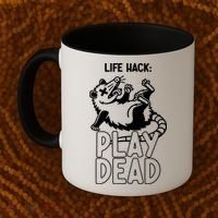 Life Hack Play Dead Funny Opossum Meme Coffee Mug thumb 2