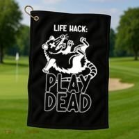 Life Hack Play Dead Funny Opossum Meme Golf Towel thumb 1
