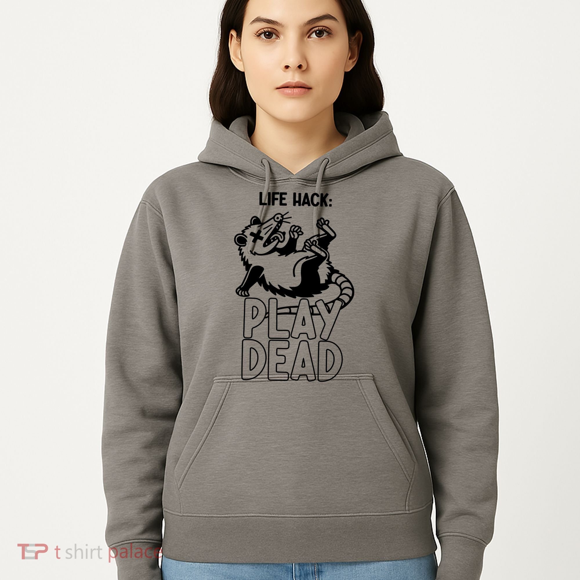 Life Hack Play Dead Funny Opossum Meme Hoodie